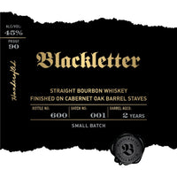 Thumbnail for Blackletter Straight Bourbon Finished on Cabernet Oak Barrel Staves Bourbon Blackletter   