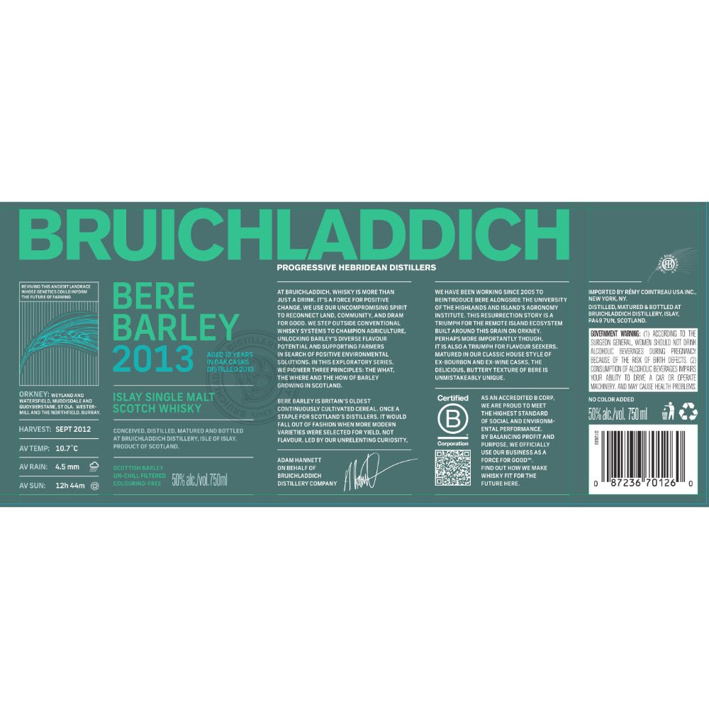 Bruichladdich Bere Barley 2013 Scotch Bruichladdich   
