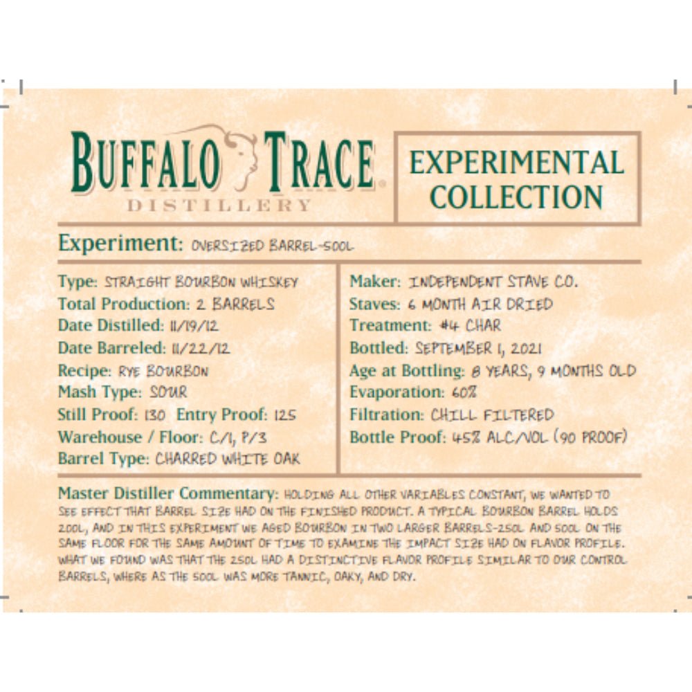 Buffalo Trace Experimental Collection Oversized Barrel 500L Bourbon Buffalo Trace   