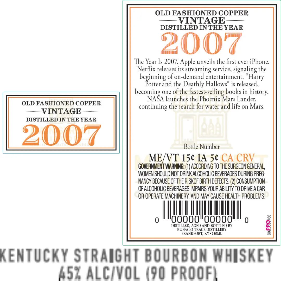 Buffalo Trace O.F.C. Vintage 2007 19 Year Old Bourbon Whiskey 750mL - Main Street Liquor