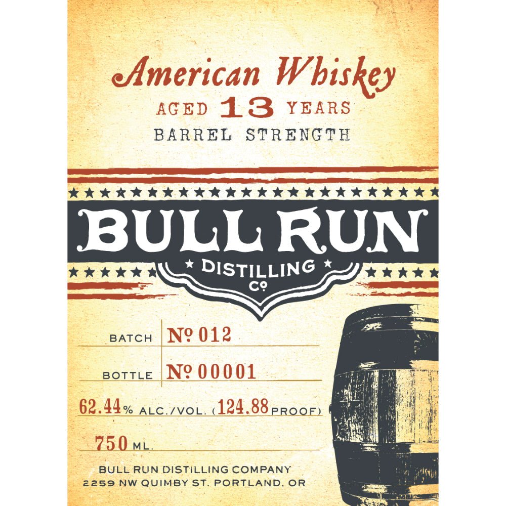 Bull Run 13 Year Old Barrel Strength Whiskey American Whiskey Bull Run Distilling   