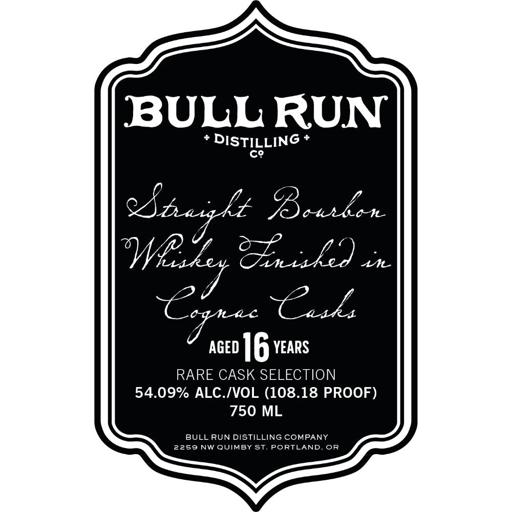 Bull Run 16 Year Old Cognac Cask Finished Bourbon Bourbon Bull Run Distilling   
