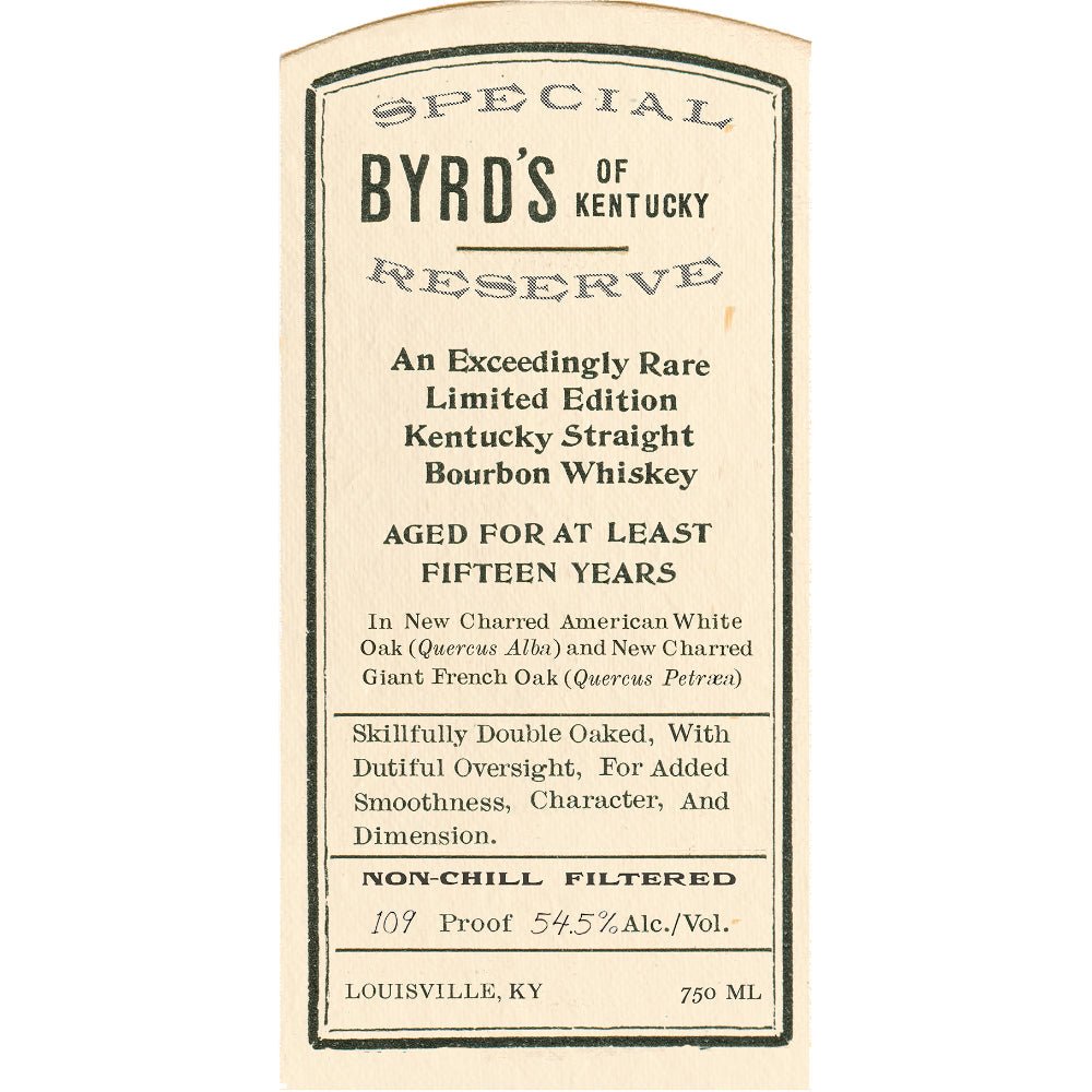 Byrd's Of Kentucky 15 Year Old Special Reserve Bourbon Bourbon Byrd's of Kentucky   