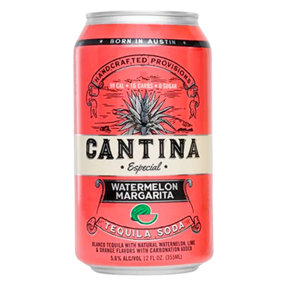 Cantina Watermelon Margarita Tequila Soda 4pk Canned Cocktails Canteen Spirits   