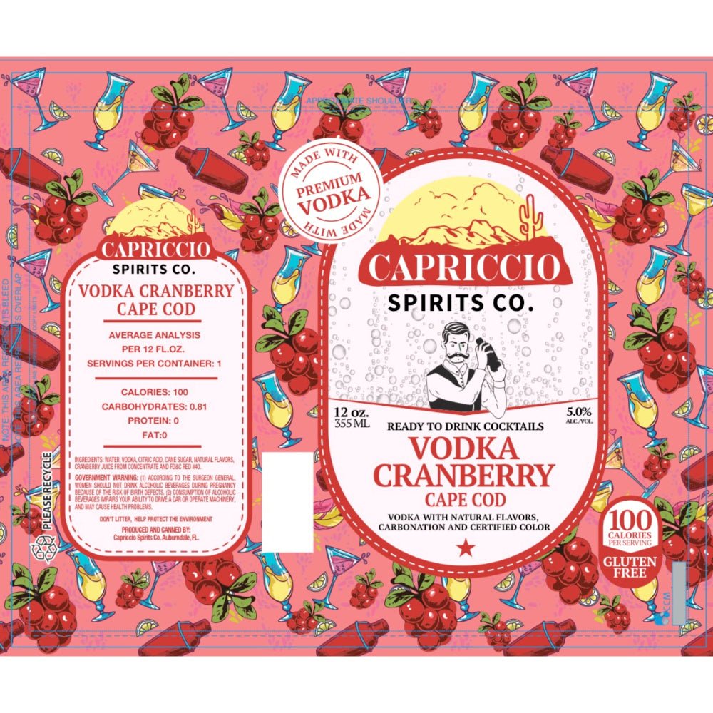 Capriccio Vodka Cranberry Cape Cod Canned Cocktail 6PK Ready-To-Drink Cocktails Capriccio Spirits Co.   