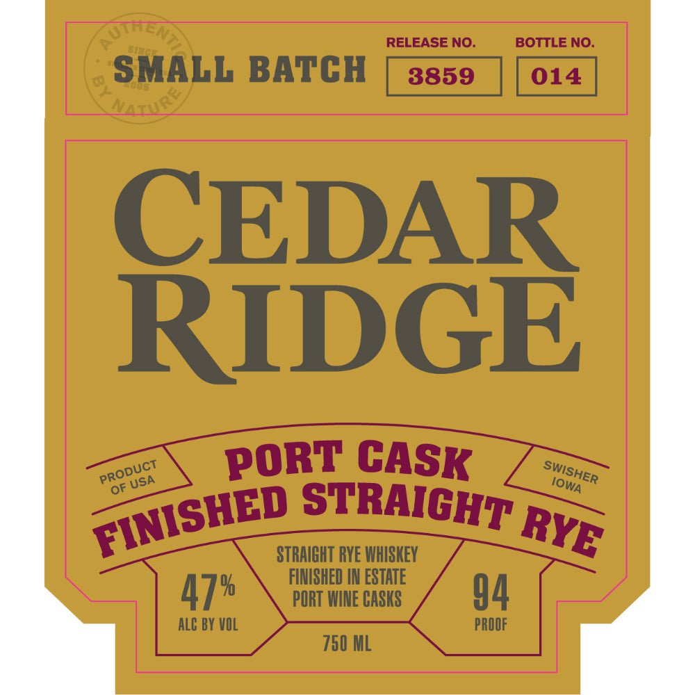 Cedar Ridge Port Cask Finished Straight Rye Rye Whiskey Cedar Ridge Distillery   