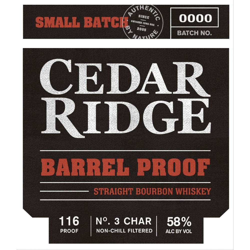 Cedar Ridge Small Batch Barrel Proof Straight Bourbon Bourbon Cedar Ridge Distillery   