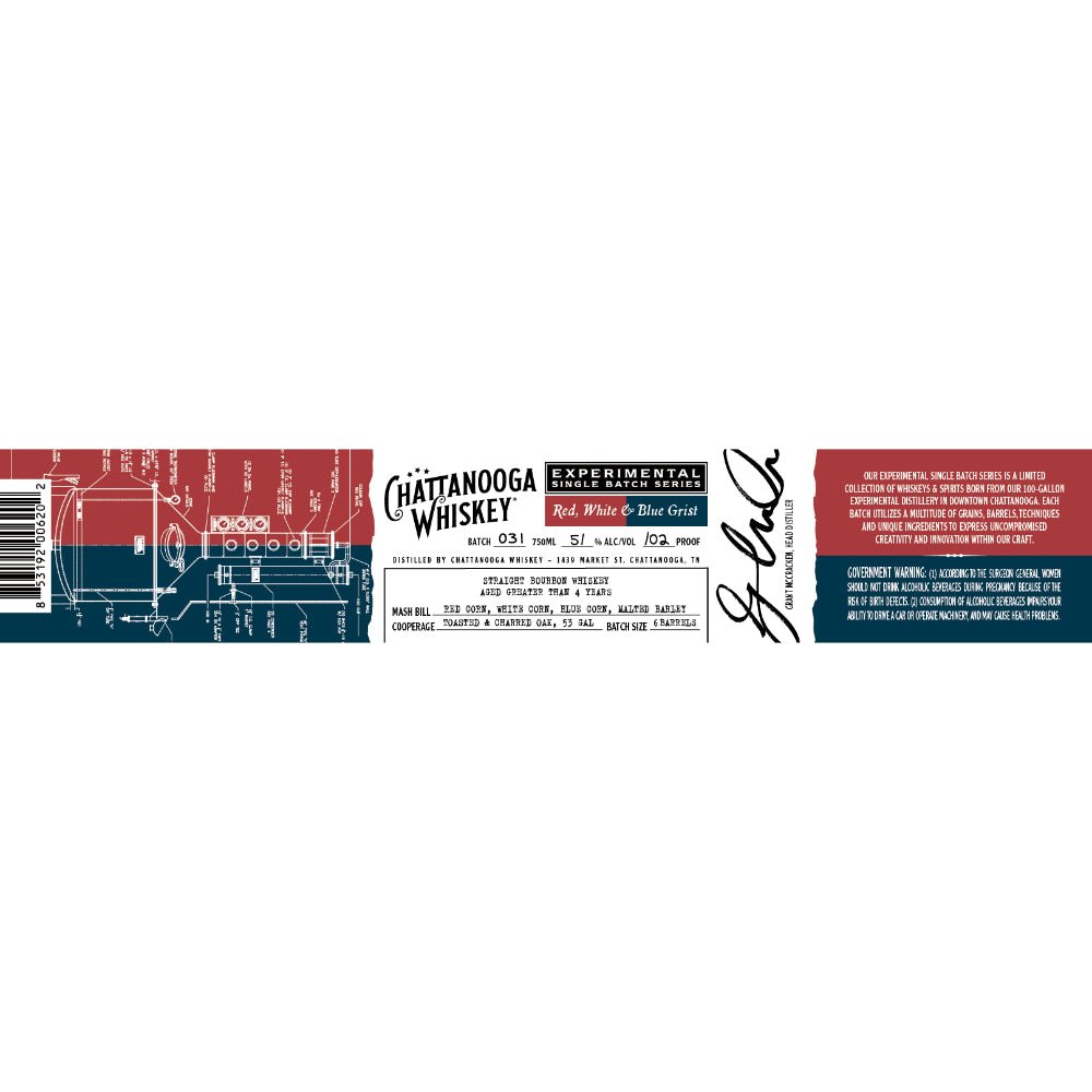 Chattanooga Whiskey Experimental Single Batch 31 Red, White & Blue Grist Bourbon Chattanooga Whiskey   