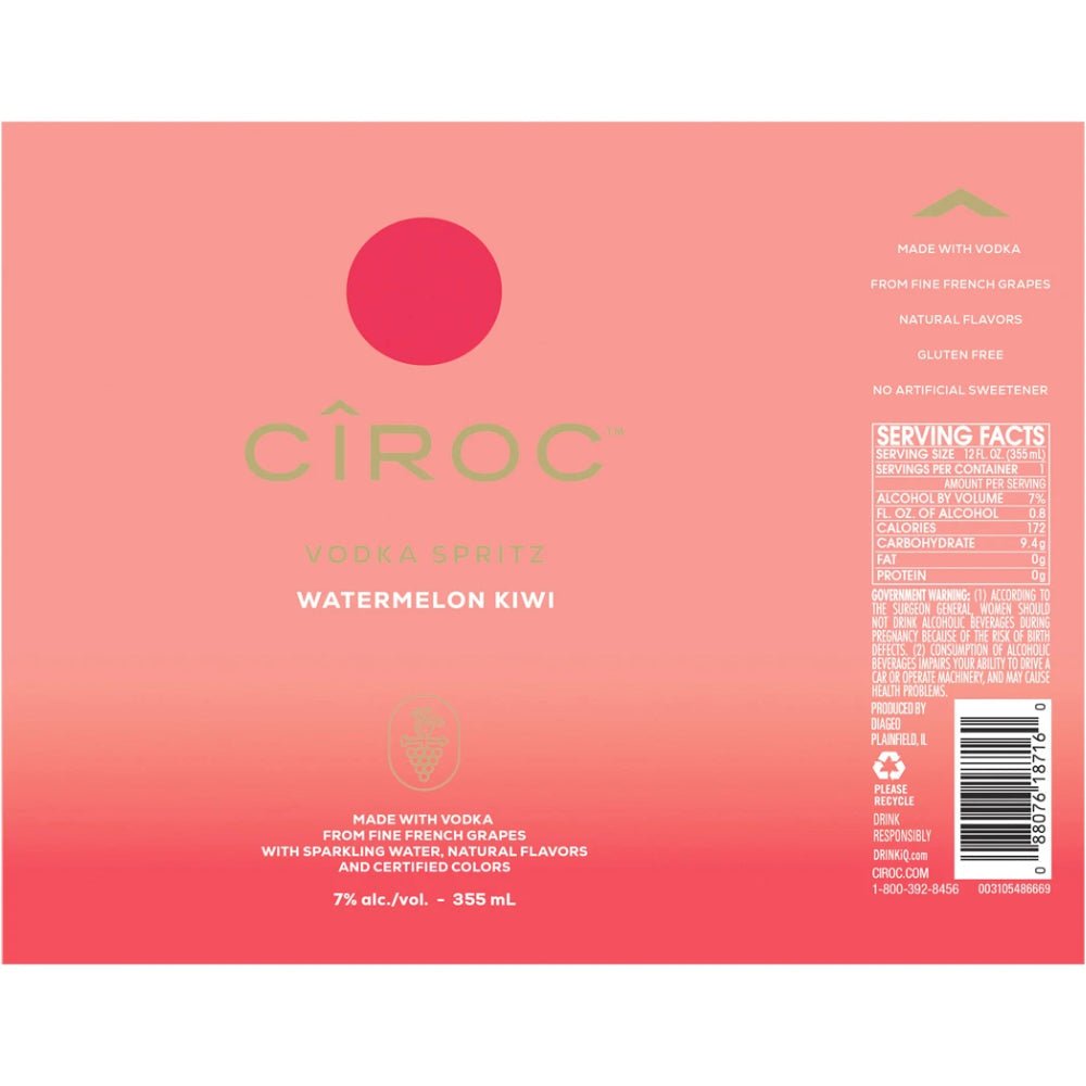 Ciroc Vodka Spritz Watermelon Kiwi 4PK Cans Ready-To-Drink Cocktails CÎROC   