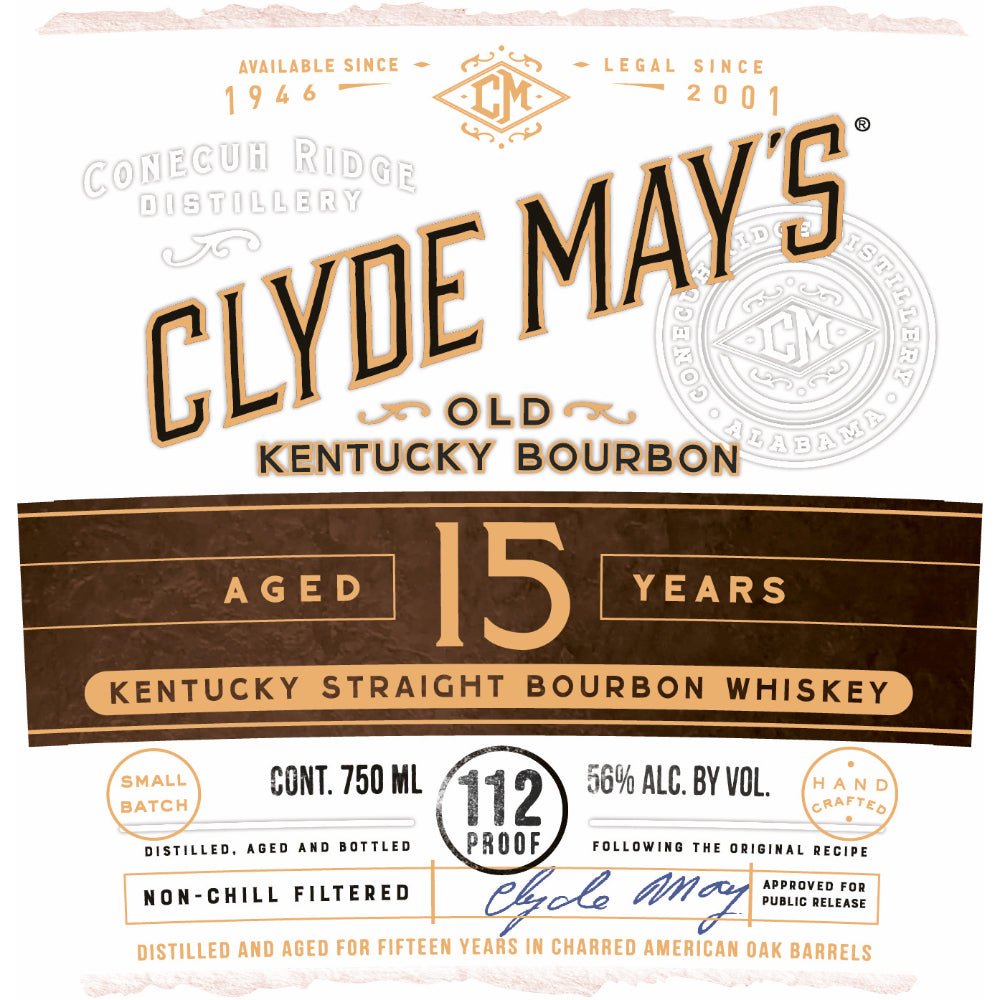 Clyde May's Small Batch 15 Year Old Bourbon Bourbon Clyde May's   