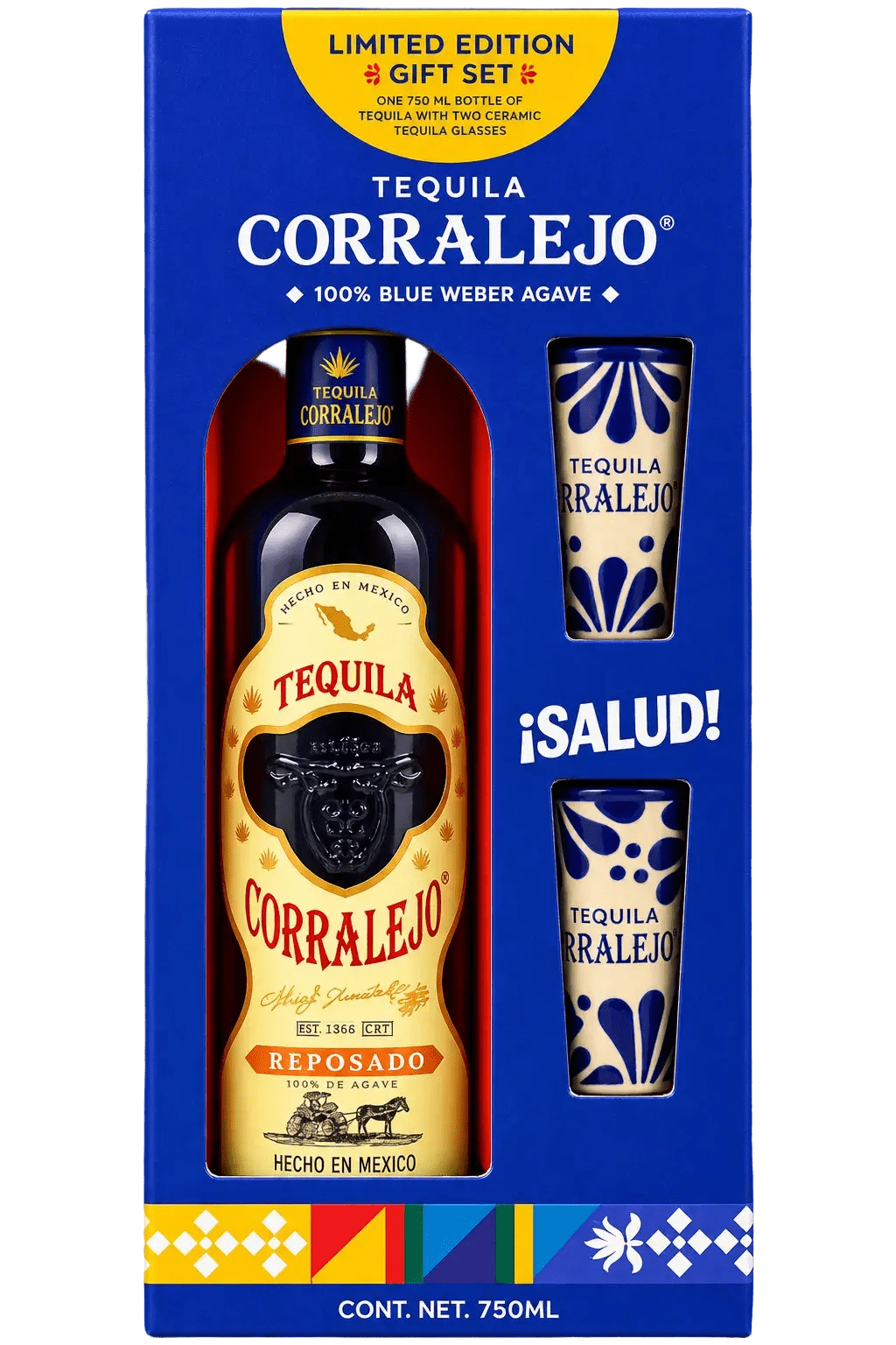 Corralejo Reposado Tequila Gift Set with 2 Ceramic Glasses - BuyMyLiquor