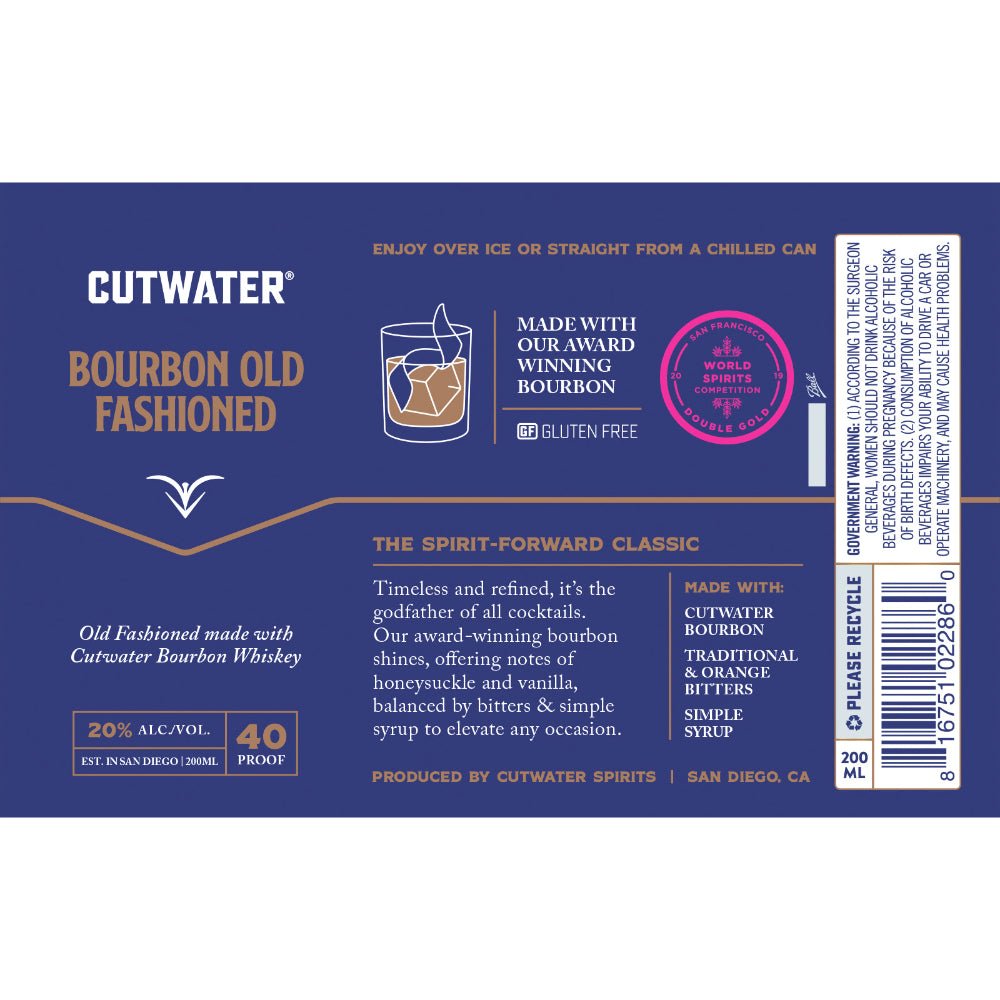 Cutwater Bourbon Old Fashioned 12pk Canned Cocktails Cutwater Spirits   
