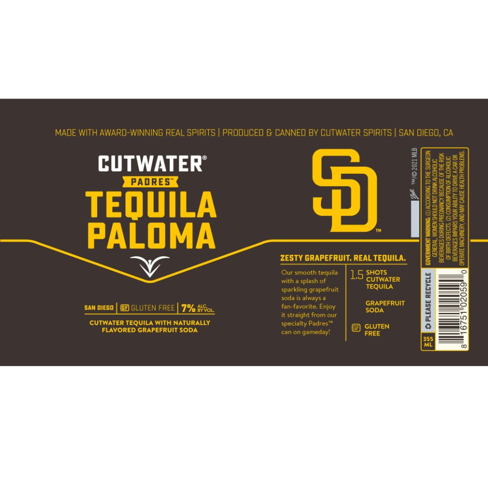 Cutwater Spirits San Diego Padres Tequila Paloma Canned Cocktails Cutwater Spirits   