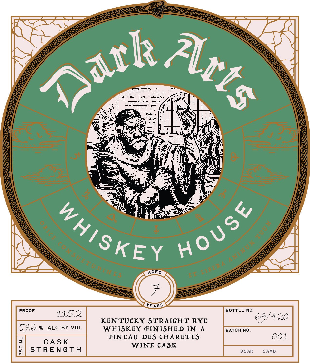 Dark Arts Whiskey House 7 Year Rye: Pineau des Charentes Cask Finish (Cask Strength) Dark Arts Whiskey House