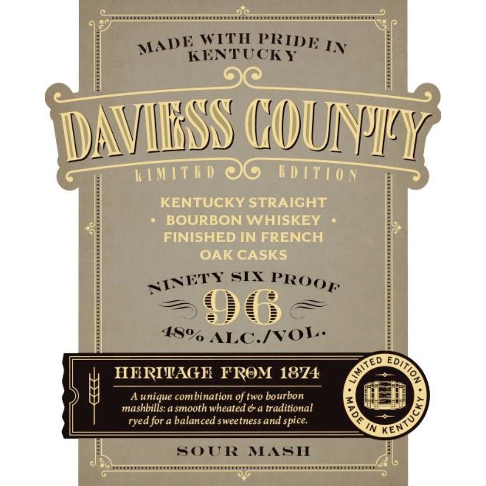 Daviess County Limited Edition French Oak Cask Finished Sour Mash Bourbon Bourbon Daviess County   