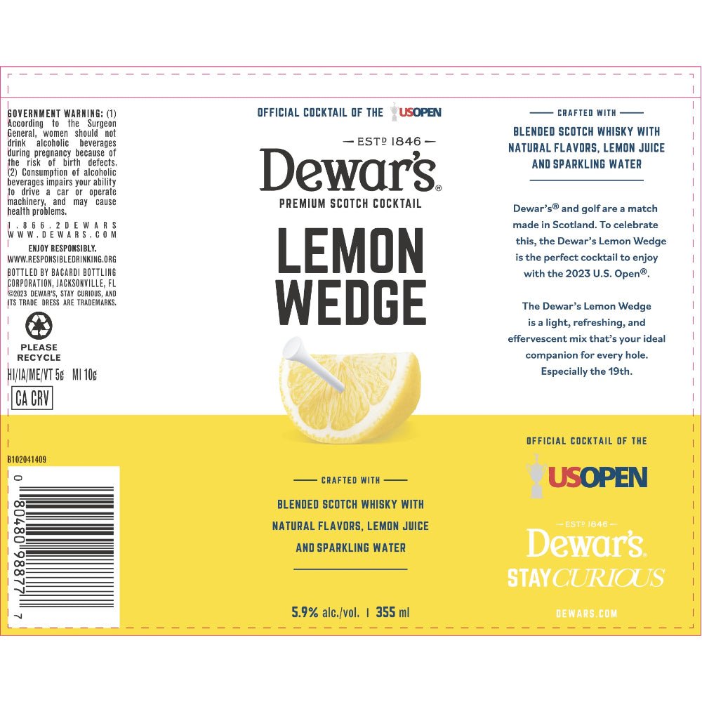 Dewar’s US Open Lemon Wedge Canned Cocktail Ready-To-Drink Cocktails Dewar's   