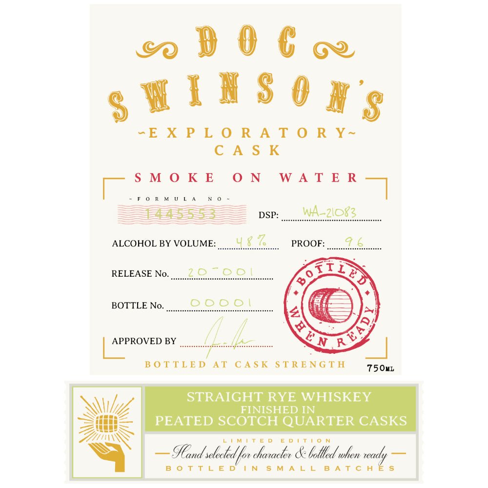 Doc Swinson’s Exploratory Cask Smoke On Water Straight Rye Rye Whiskey Doc Swinson's   