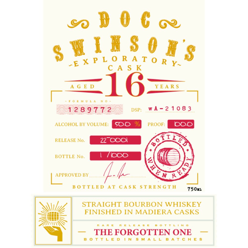 Doc Swinson’s The Forgotten One 16 Year Old Straight Bourbon Bourbon Doc Swinson's   