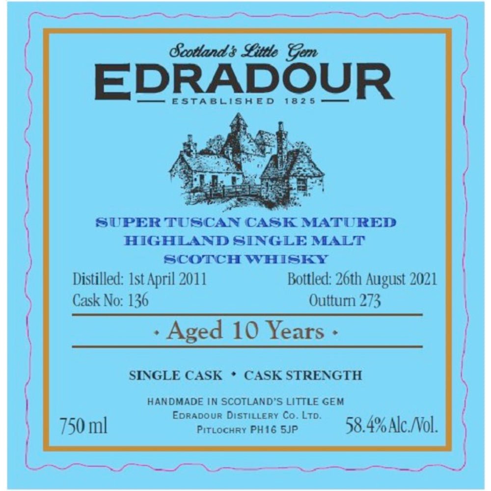Edradour Distillery 10 Year Old Super Tuscan Cask Matured Scotch Scotch Edradour Distillery   