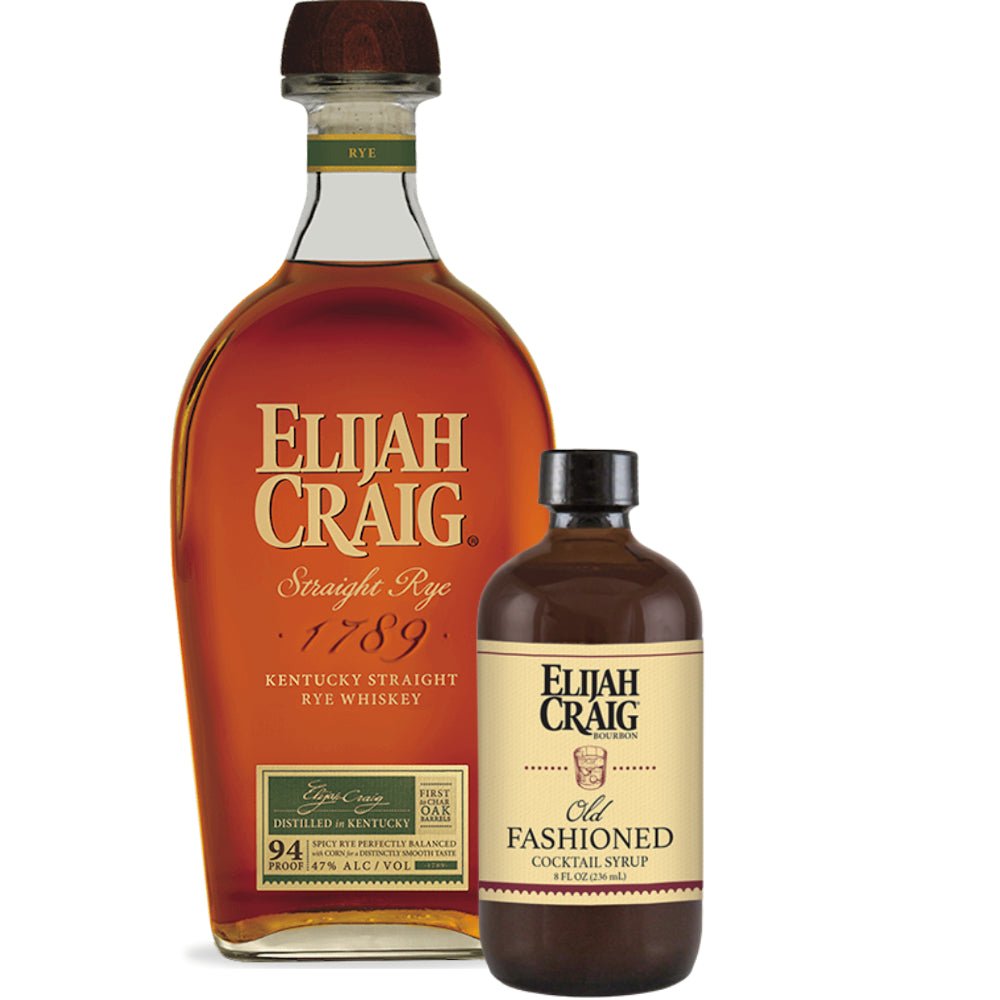 Elijah Craig Straight Rye Whiskey + FREE Bottle Of Elijah Craig Old Fashioned Cocktail Syrup Rye Whiskey Elijah Craig   