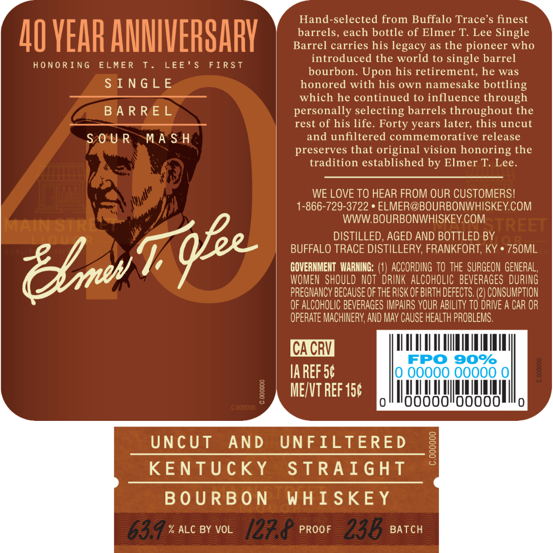 Elmer T. Lee 40 Year Anniversary Uncut & Unfiltered Single Barrel Bourbon 127.8 Proof - BuyMyLiquor