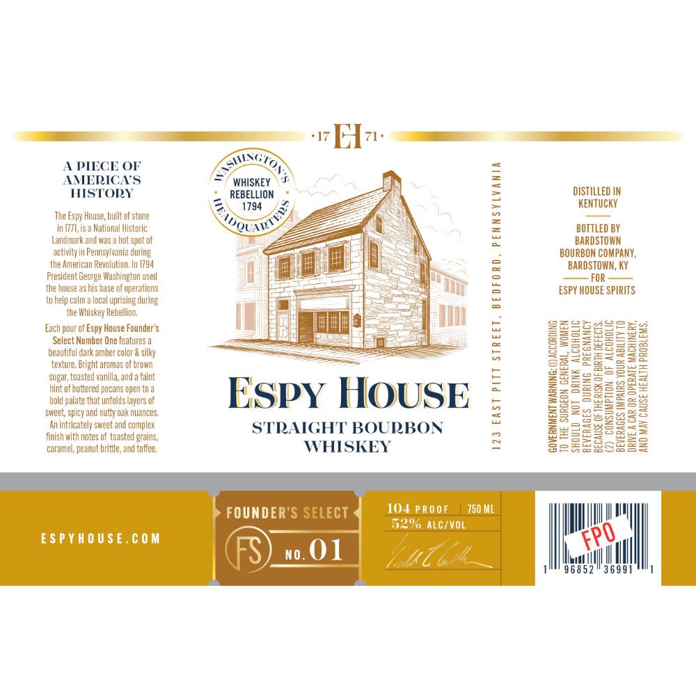 Espy House Founder’s Select No. 01 Straight Bourbon Bourbon Espy House Spirits   