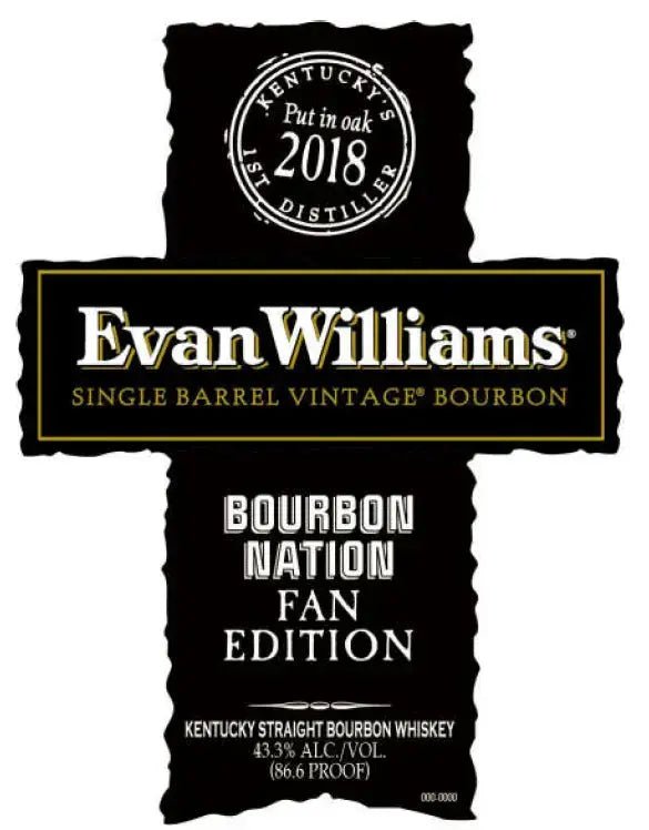 Evan Williams Single Barrel Vintage 2018 Bourbon Nation Fan Edition