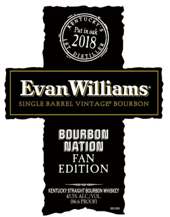 Evan Williams Single Barrel Vintage 2018 Bourbon Nation Fan Edition