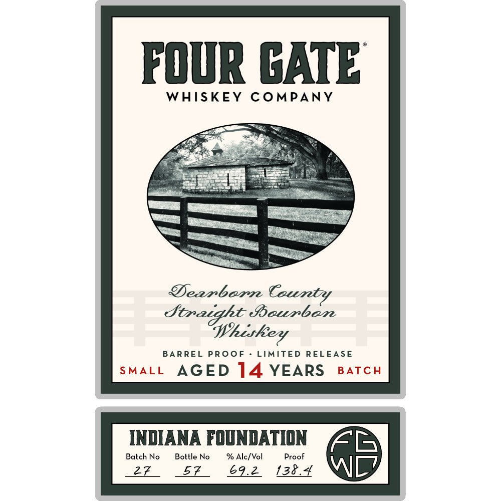 Four Gate 14 Year Old Indiana Foundation Straight Bourbon Bourbon Four Gate Whiskey Company   