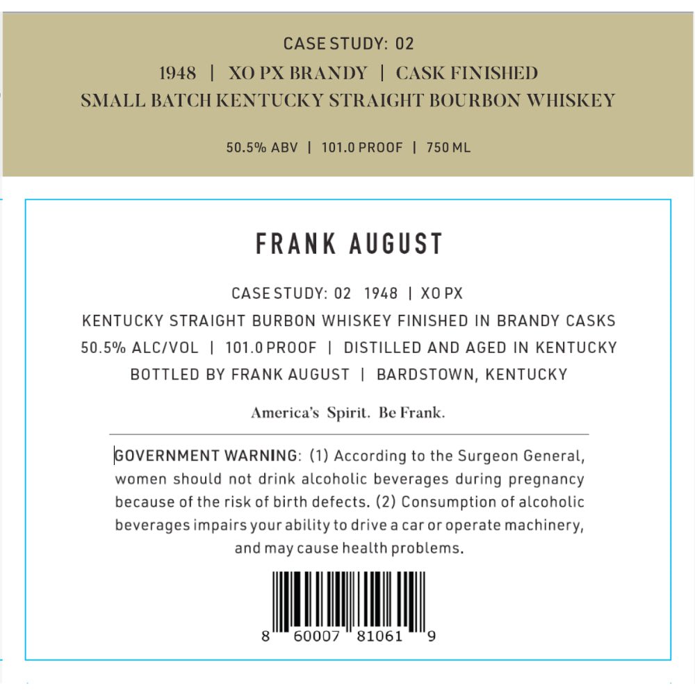 Frank August Bourbon Case Study: 02 Bourbon Frank August   