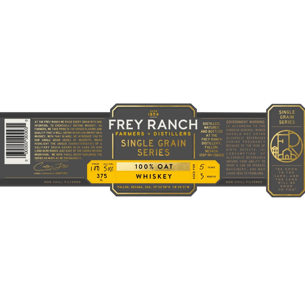 Frey Ranch Farmer & Distillers Single Grain Series Oat Whiskey Oat Whiskey Frey Ranch   