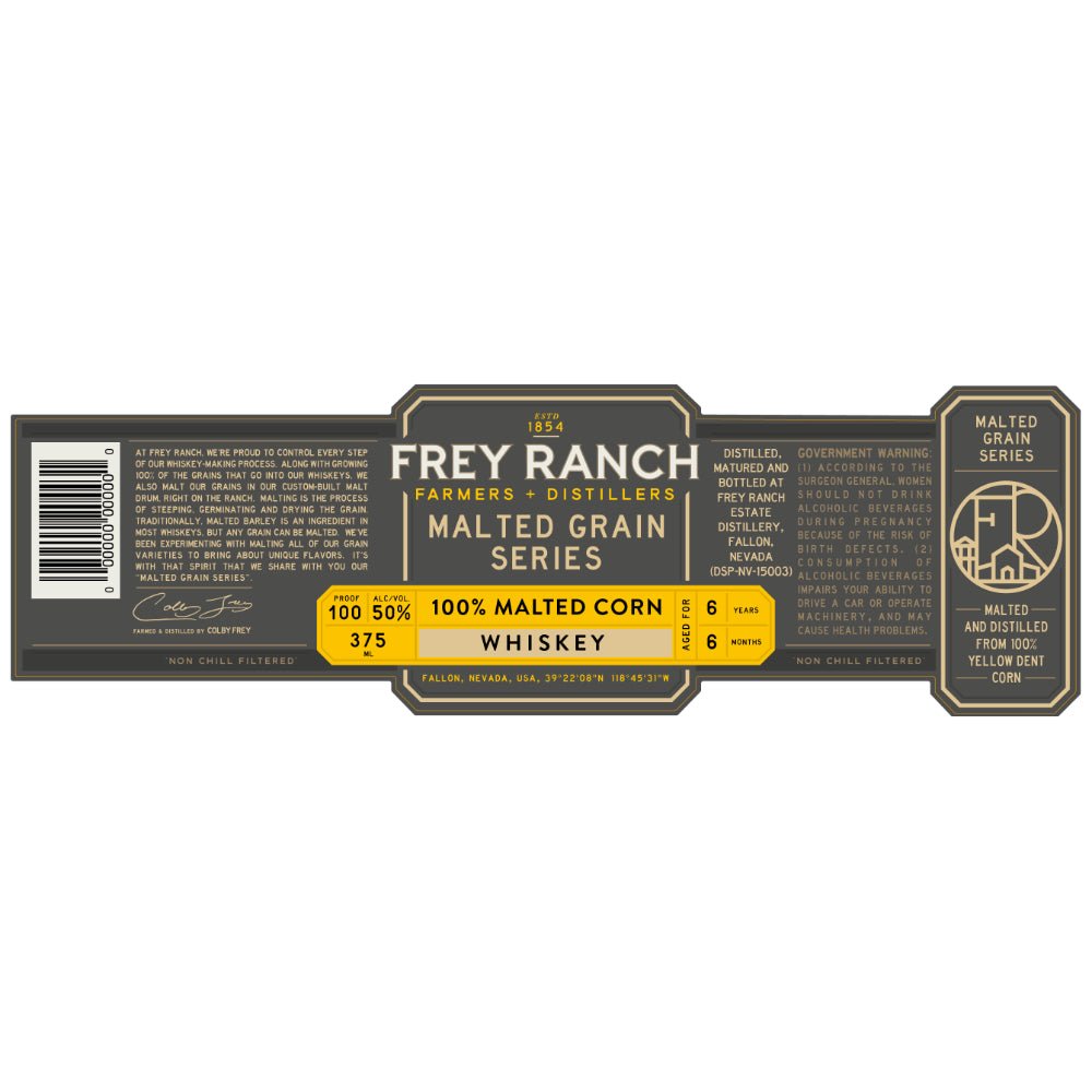 Frey Ranch Malted Grain Series 100% Malted Corn Whiskey Corn Whiskey Frey Ranch   