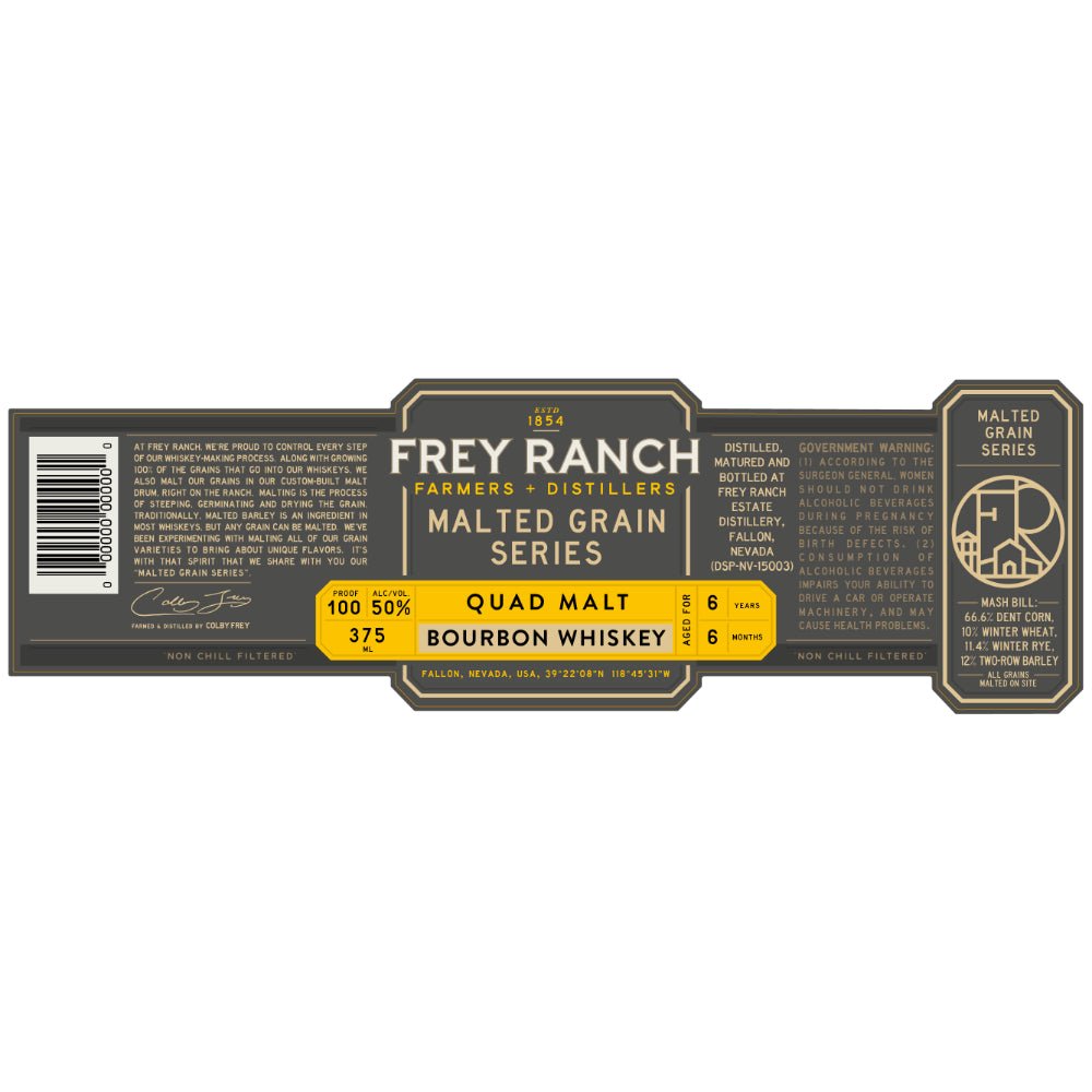 Frey Ranch Malted Grain Series Quad Malt Bourbon Whiskey 375mL Bourbon Frey Ranch   