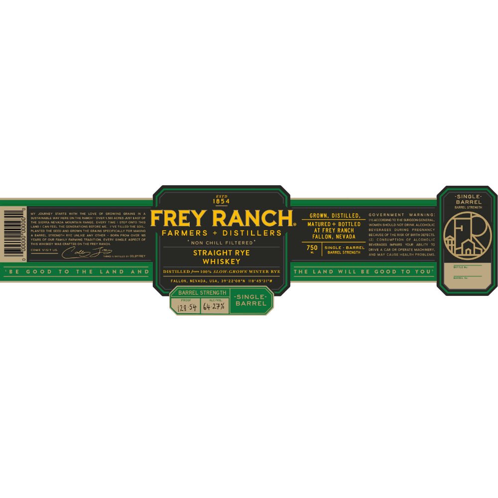 Frey Ranch Single Barrel Barrel Strength Straight Rye Rye Whiskey Frey Ranch   