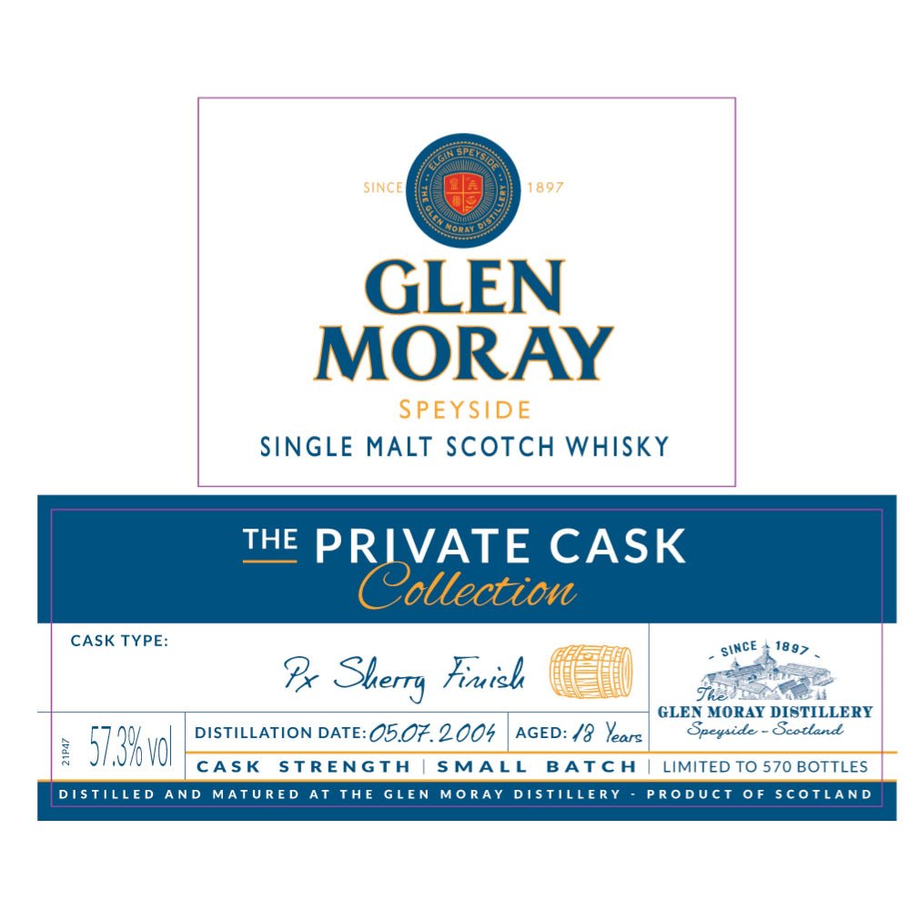 Glen Moray 18 Year Old The Private Cask Collection PX Sherry Finish Scotch Glen Moray   