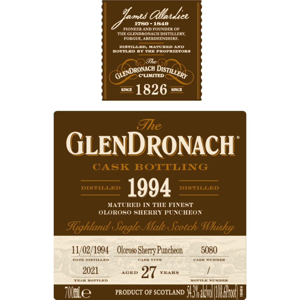 GlenDronach 27 Year Old 1994 Cask #5080 Scotch Glendronach   