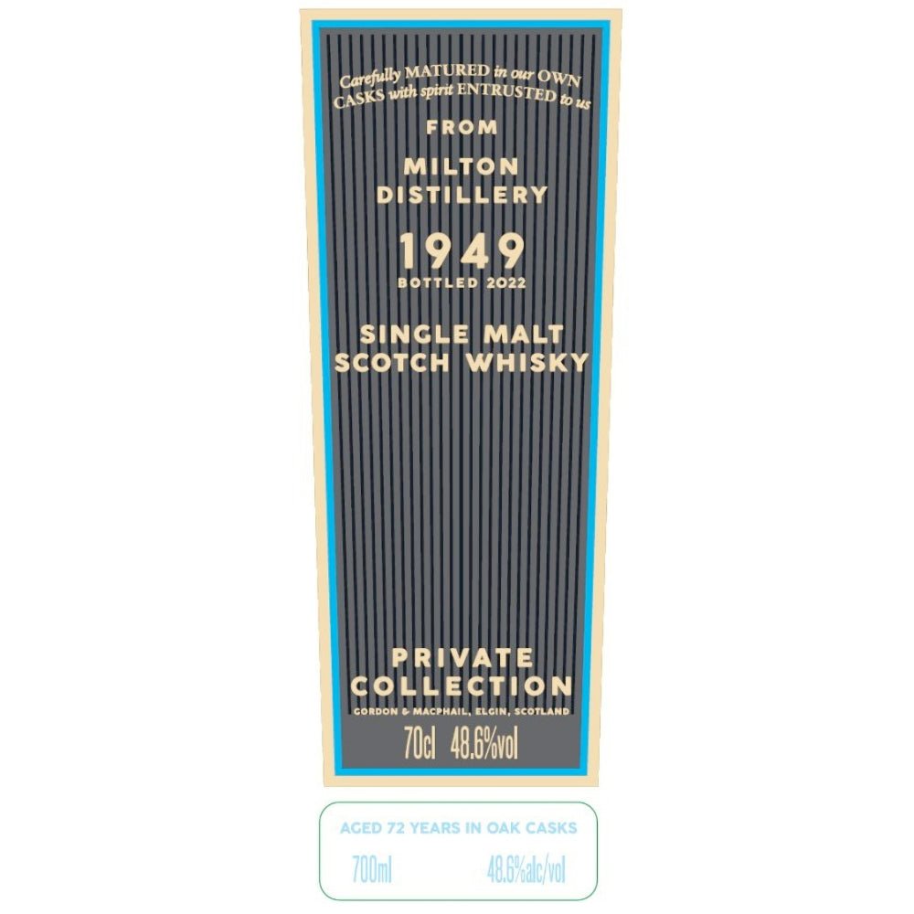 Gordon & Macphail 1949 Milton Distillery 72 Year old - Main Street Liquor