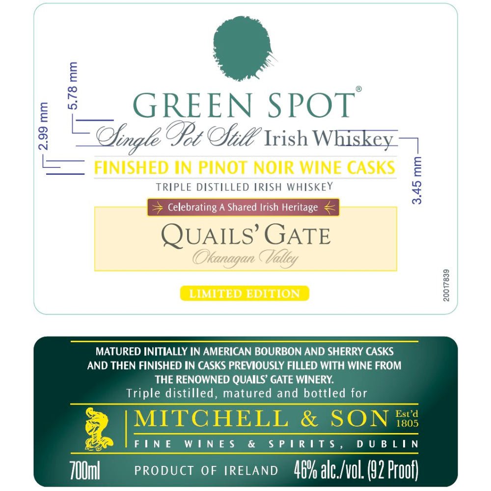 Green Spot Quail's Gate Limited Edition Irish Whiskey Irish whiskey Spot Whiskey   