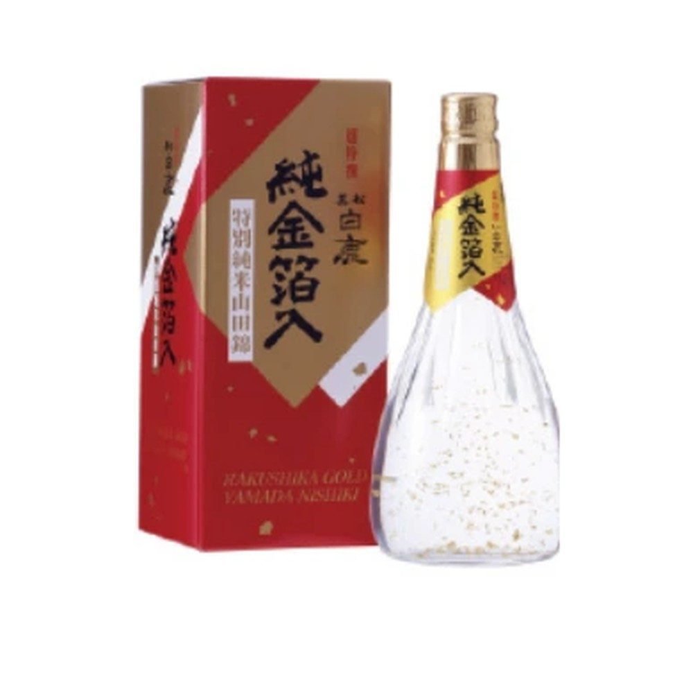 Hakushika Kuromatsu Gold Flakes Tokubetsu Junmai Sake 720ml - BuyMyLiquor