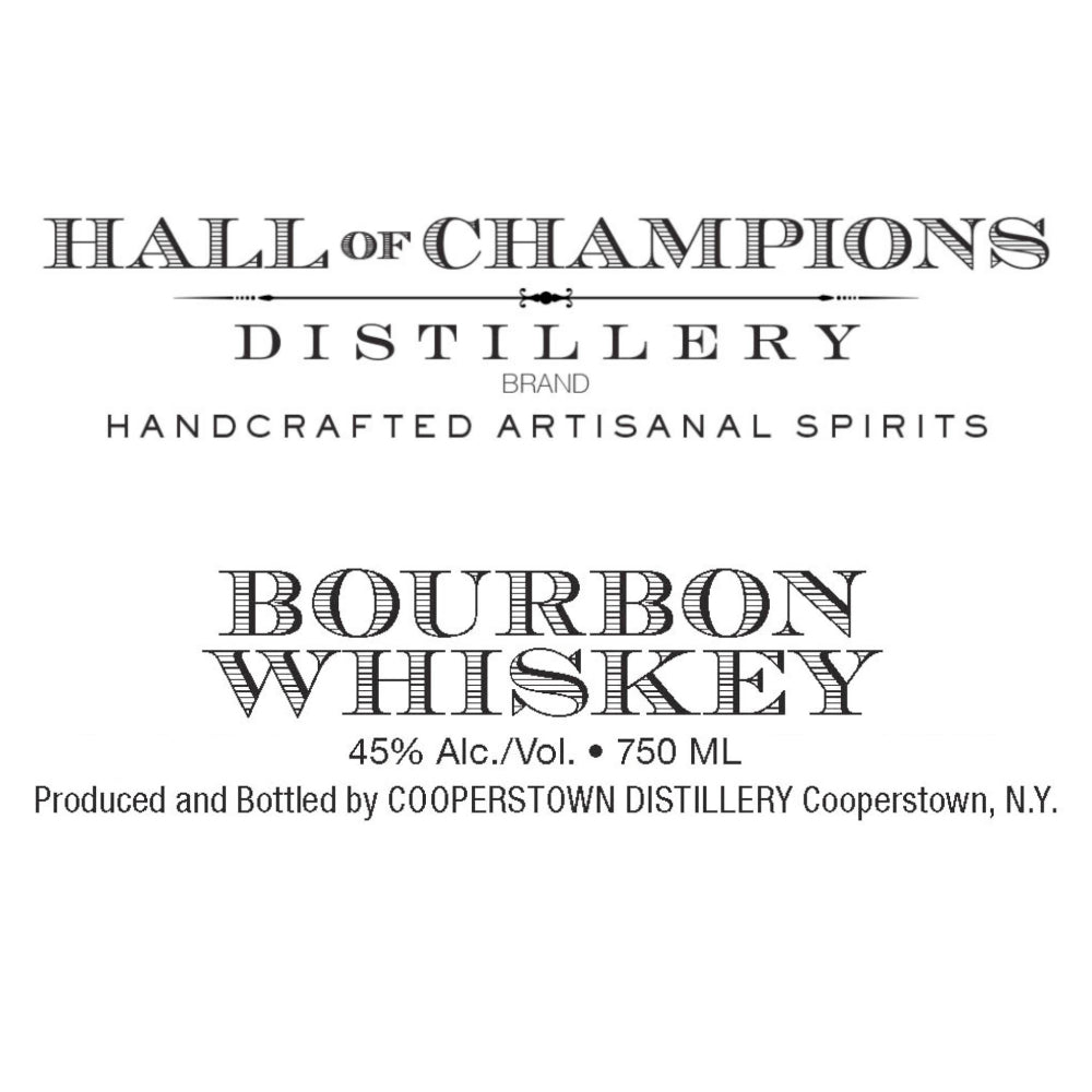 Hall of Champions Distillery Bourbon Whiskey Bourbon Cooperstown Distillery   