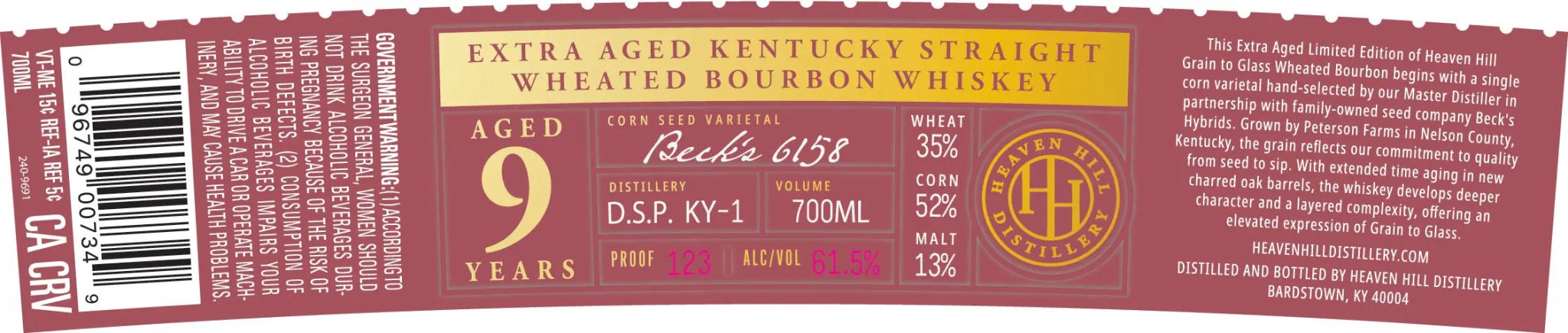 Heaven Hill Grain to Glass Extra Aged Limited Edition 9 Year Wheated Bourbon Whiskey - BuyMyLiquor