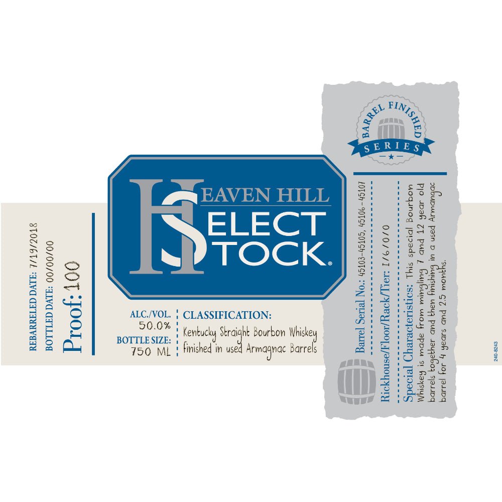 Heaven Hill Select Stock Bourbon Finished in Used Armagnac Barrels Bourbon Heaven Hill Distillery   