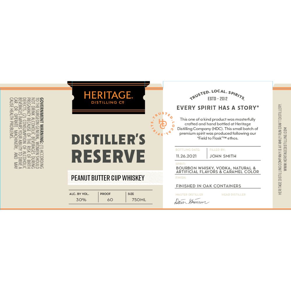 Heritage Distilling Distiller’s Reserve Peanut Butter Cup Whiskey American Whiskey Heritage Distilling Co.   
