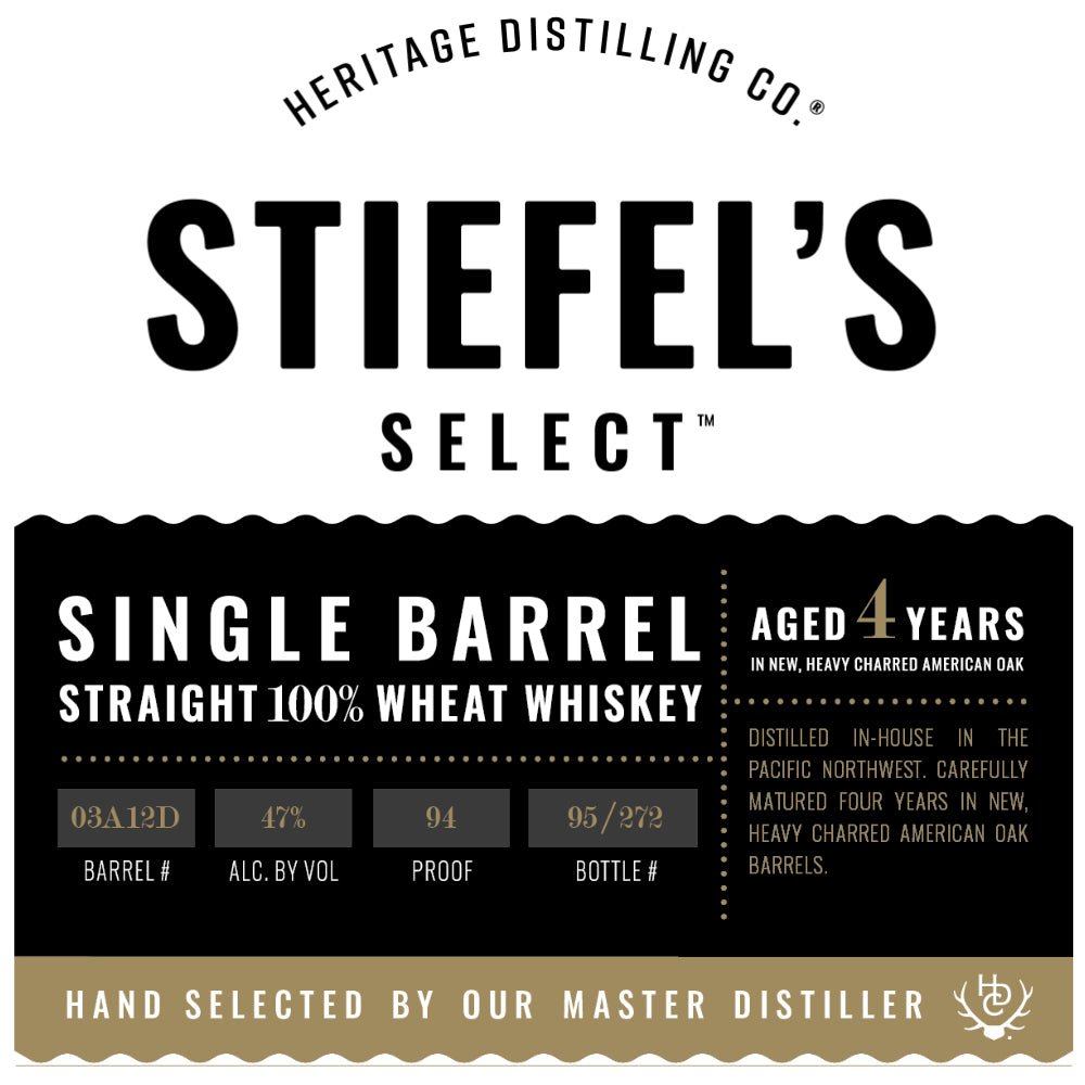 Heritage Distilling Stiefel’s Select 100% Straight Wheat Whiskey Wheat Whiskey Heritage Distilling Co.   