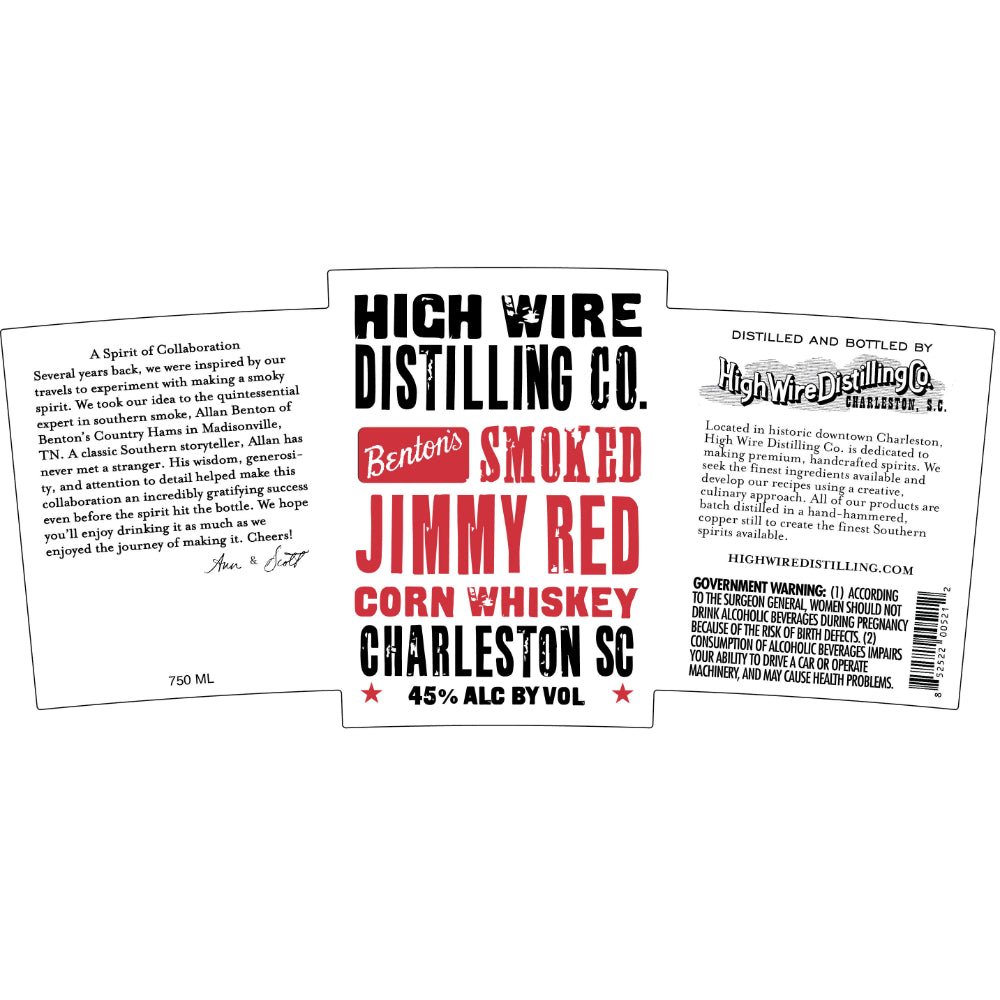 High Wire Benton’s Smoked Jimmy Red Corn Whiskey American Whiskey High Wire Distilling   