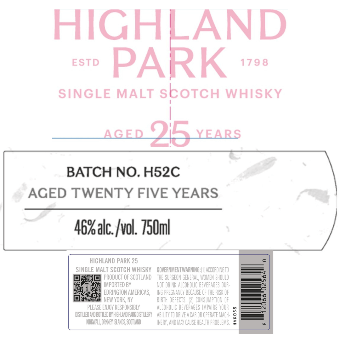 Highland Park 25 Year Old Single Malt Scotch Whisky Highland Park