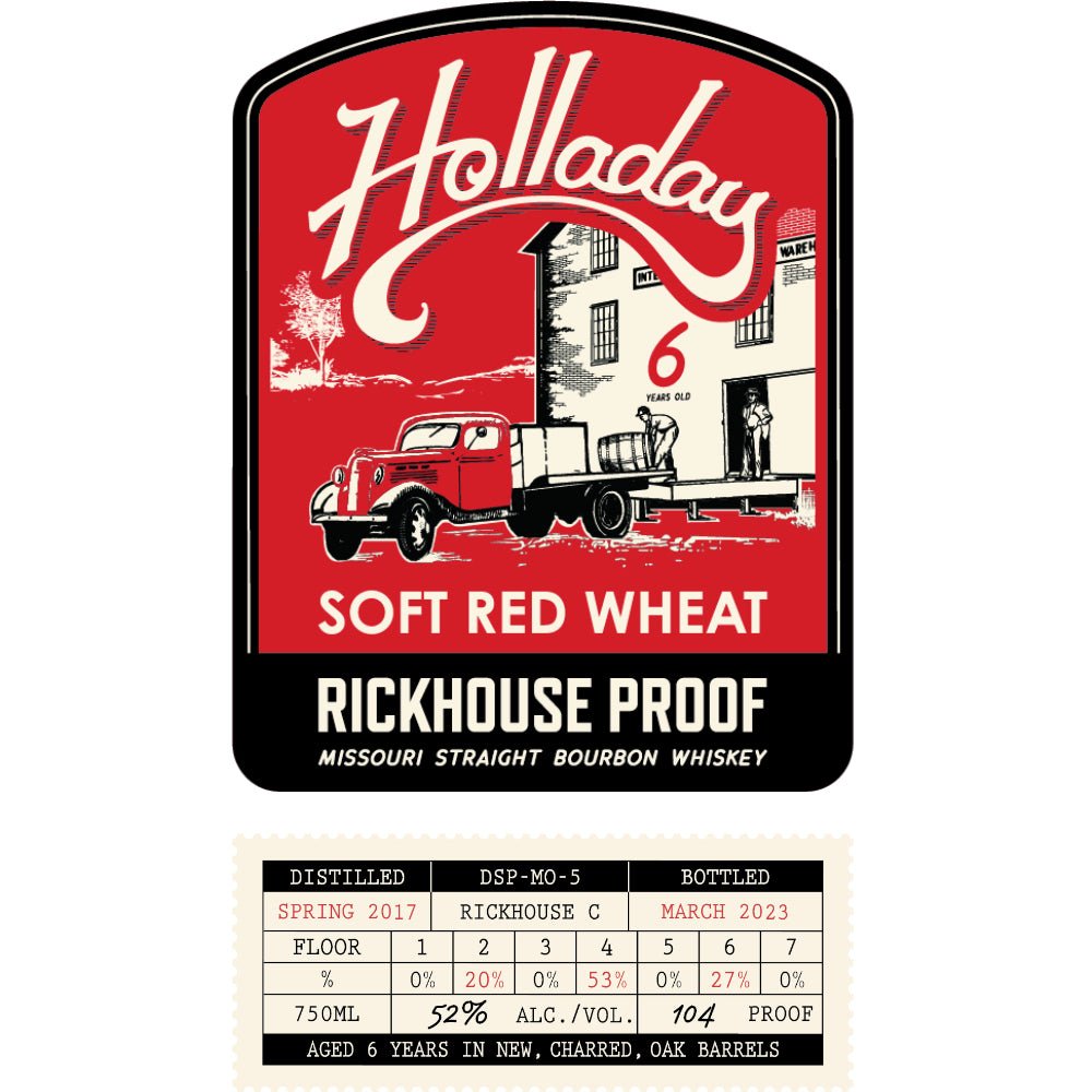Holladay 6 Year Old Soft Red Wheat Rickhouse Proof Straight Bourbon Bourbon Holladay Distillery   
