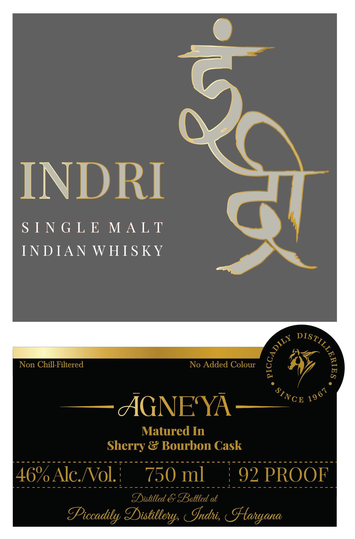 Indri-Trini Agneya Single Malt Indian Whisky Sherry & Bourbon Cask Indri