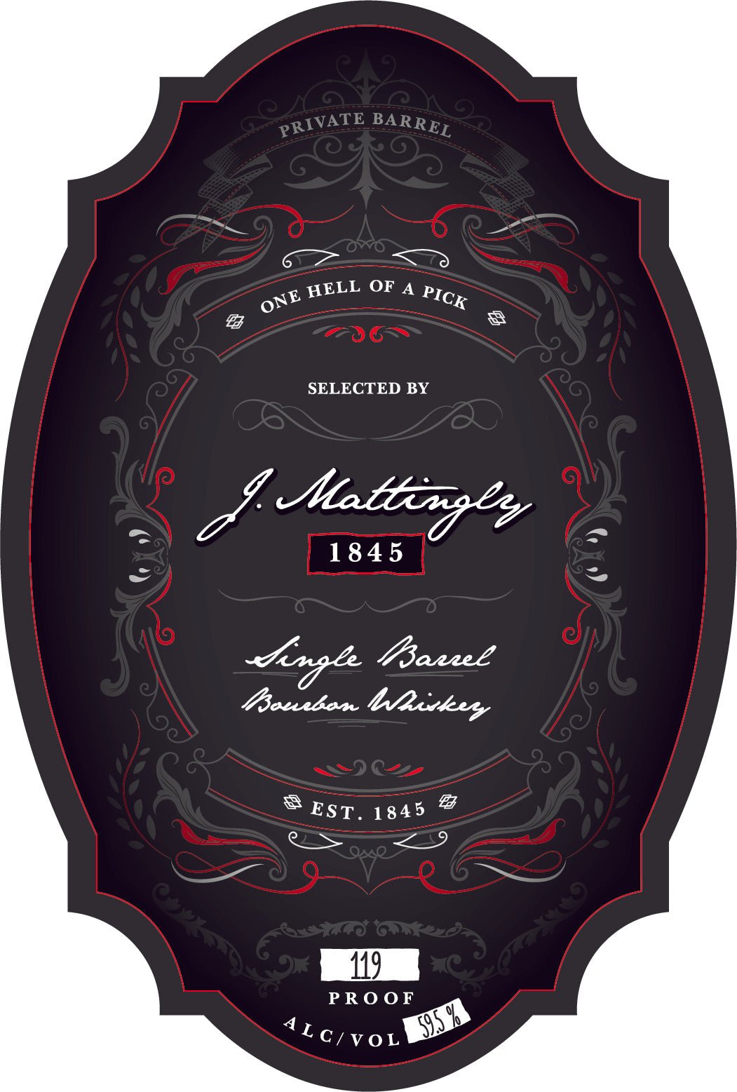 J. Mattingly 1845 Single Barrel Bourbon Whiskey Private Barrel #1299 J. Mattingly