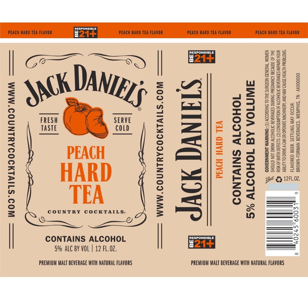 Jack Daniel’s Country Cocktails Peach Hard Tea Ready-To-Drink Cocktails Jack Daniel's   